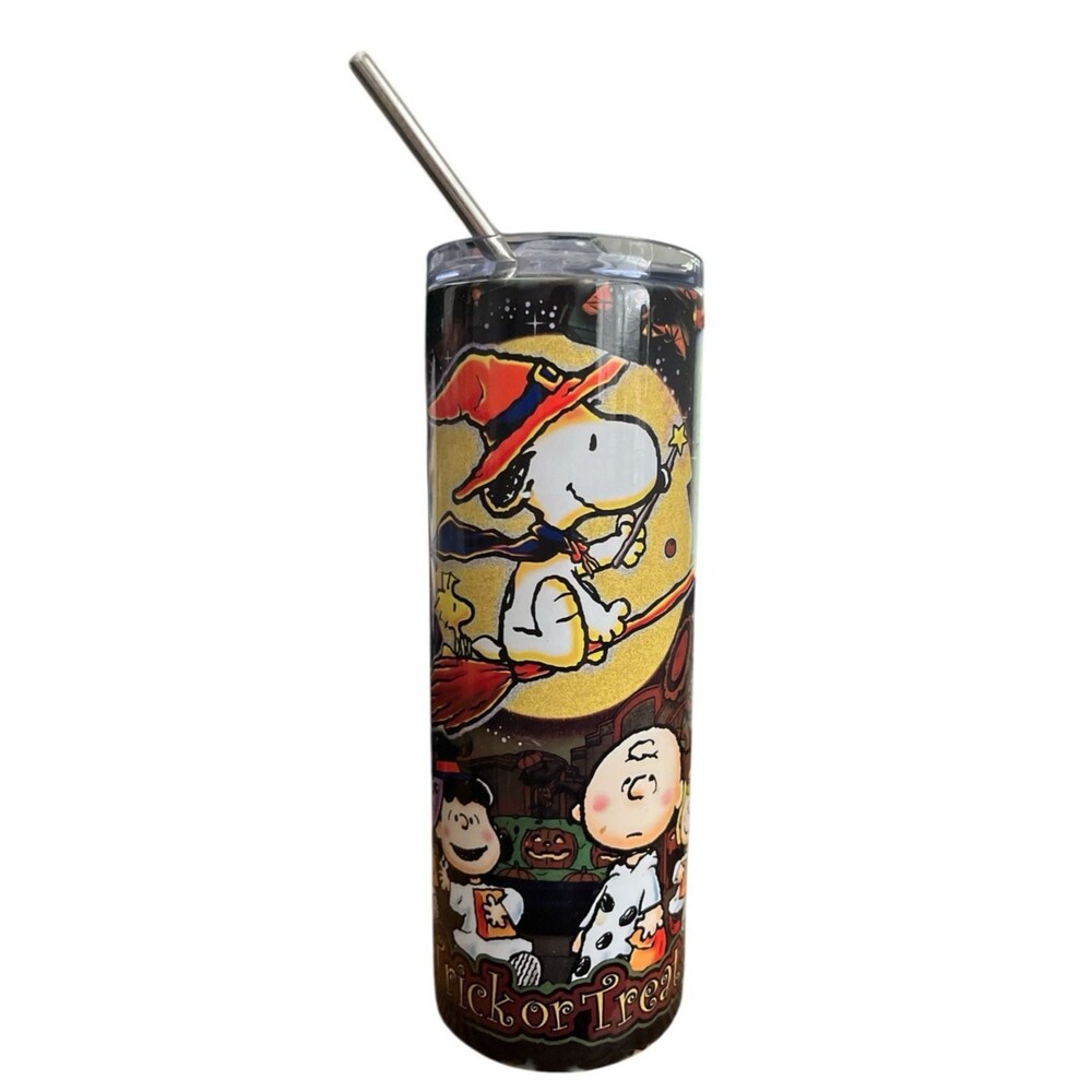 Peanuts Halloween Tumbler Stainless Steel 20 oz  Charlie Brown Lucy Snoopy Linus